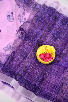 Kota Doria Hand Block Print Saree