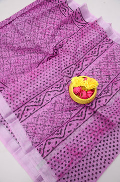 Kota Doria Hand Block Print Saree