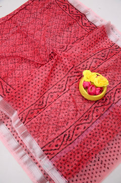 Kota Doria Hand Block Print Saree