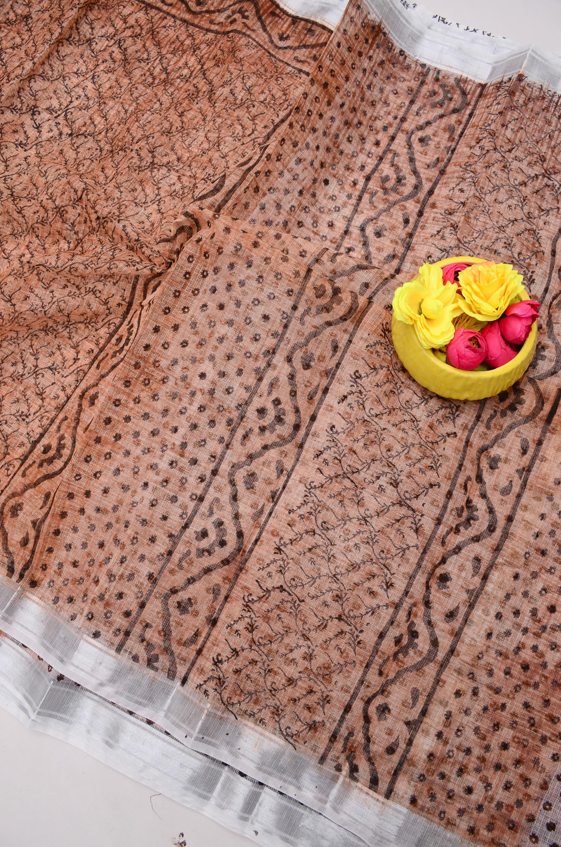 Kota Doria Hand Block Print Saree