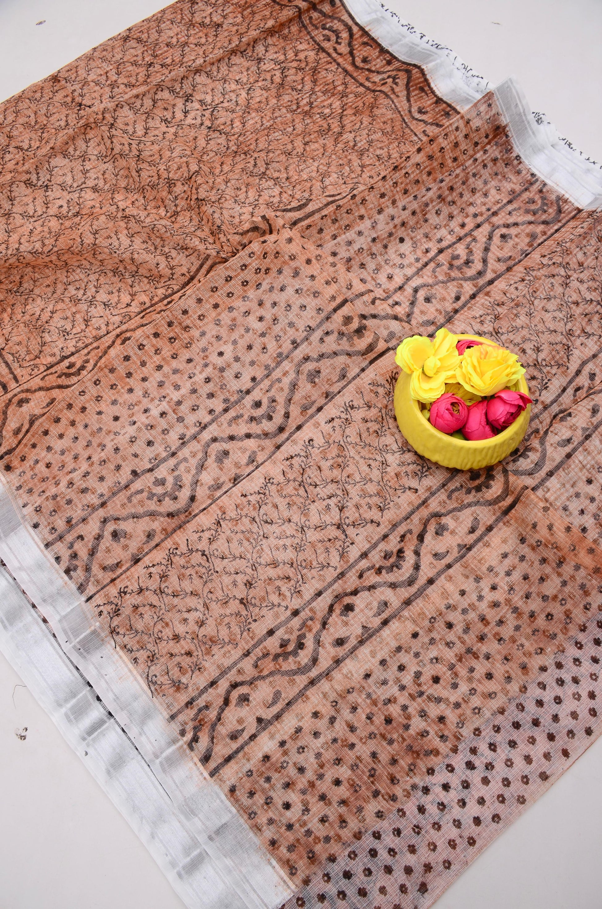 Kota Doria Hand Block Print Saree