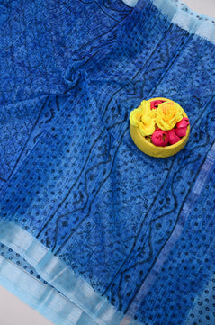 Kota Doria Hand Block Print Saree