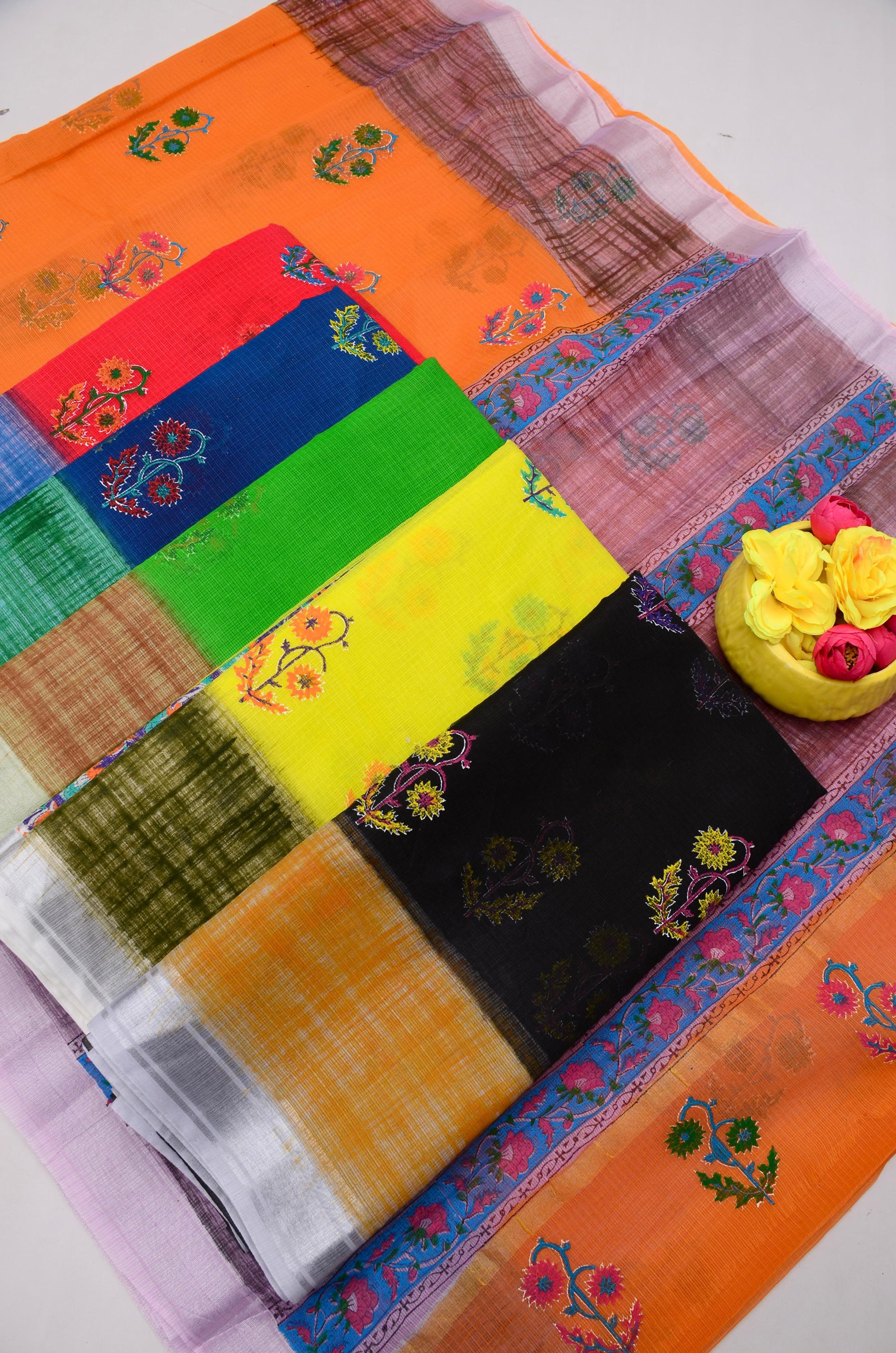 Kota Doria Hand Block Print Saree