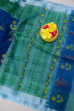 Kota Doria Hand Block Print Saree