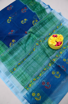 Kota Doria Hand Block Print Saree