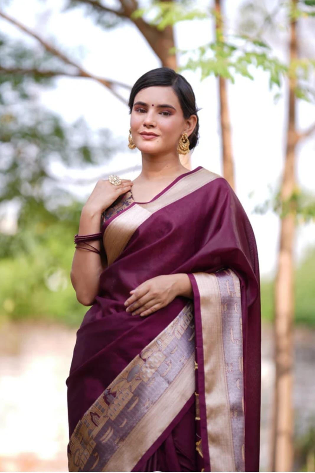Banarasi Warm Silk Ganga Ghat Saree