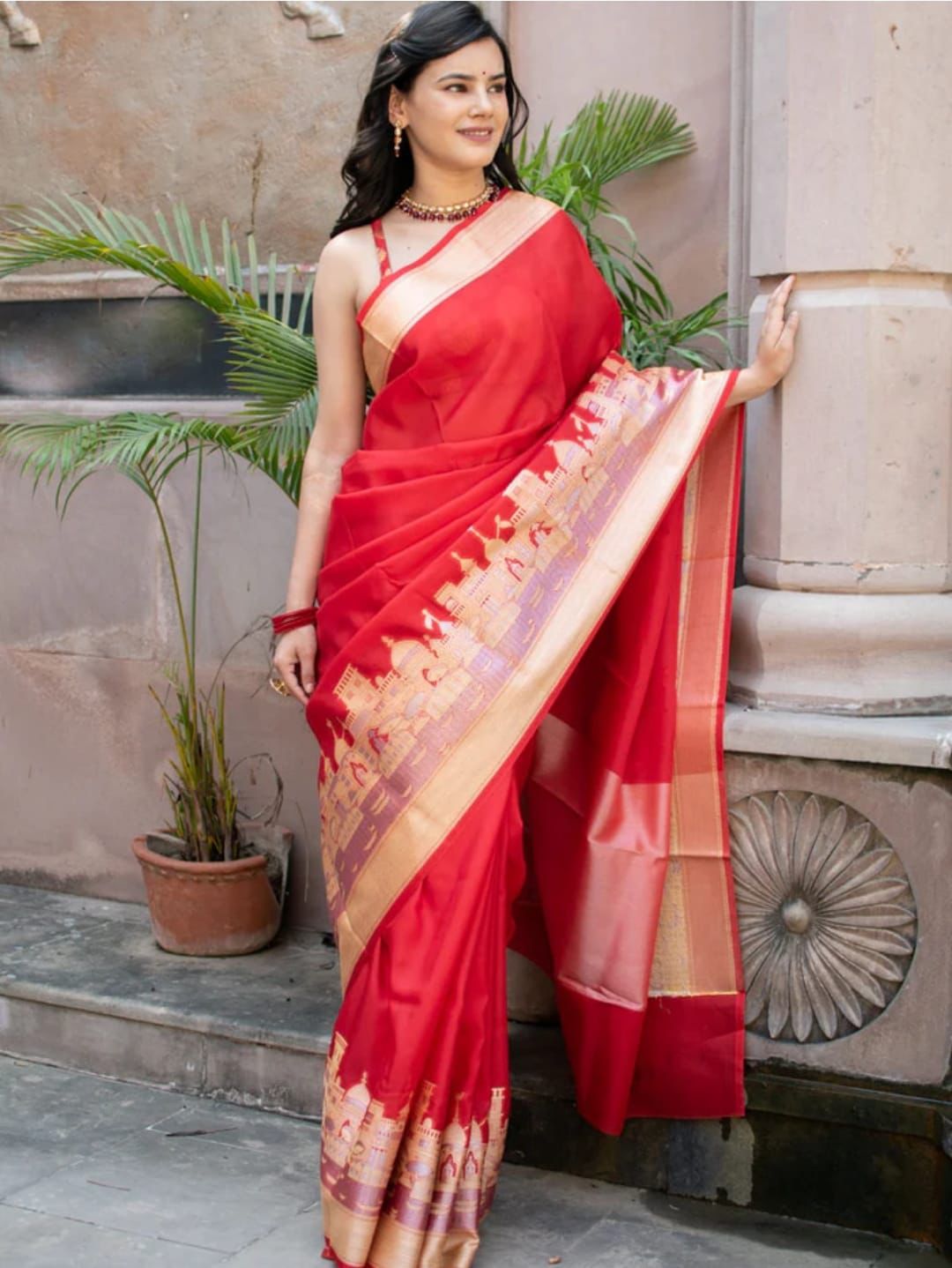 Banarasi Warm Silk Ganga Ghat Saree