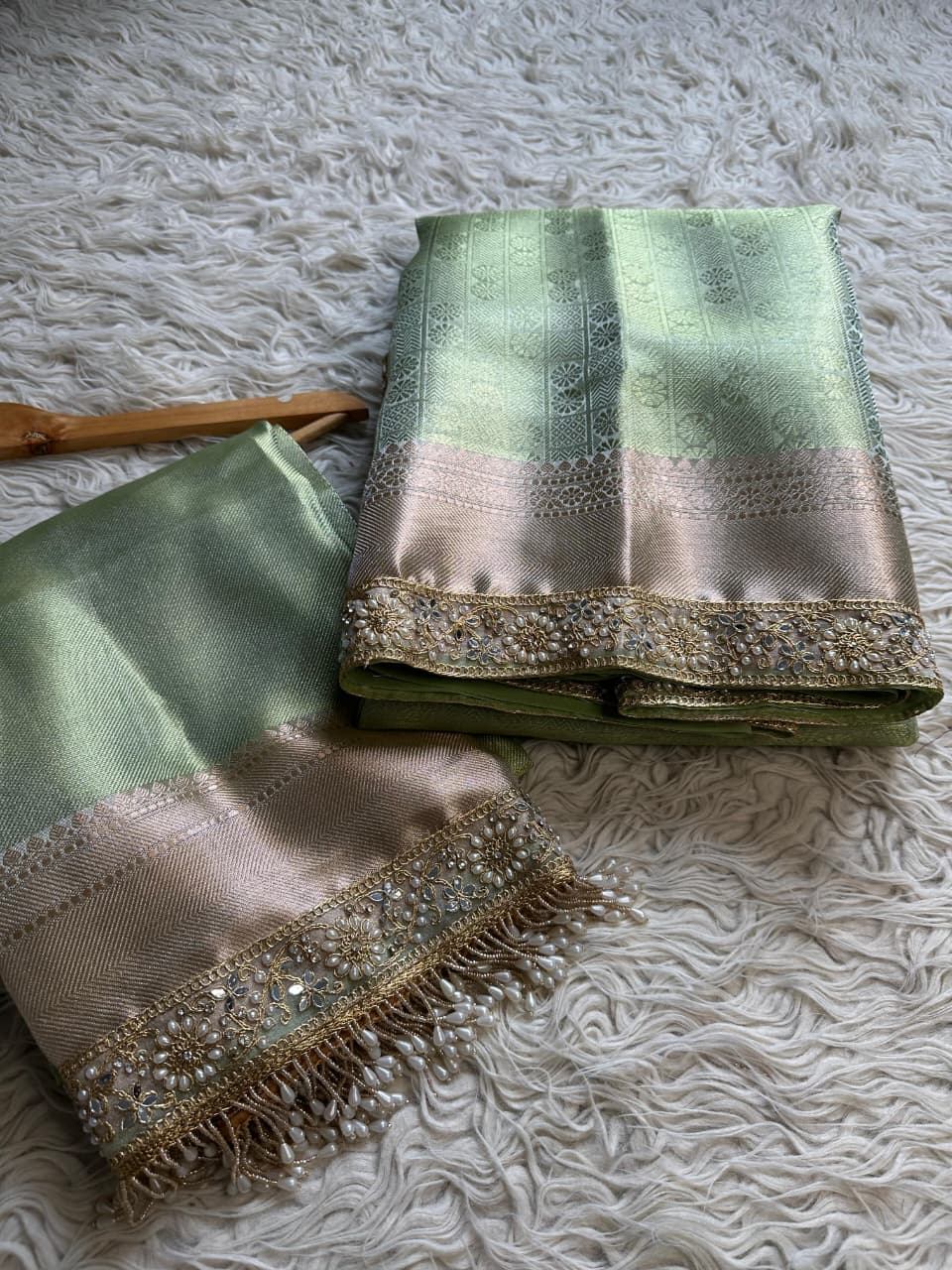 Tissue Silk Saree with Lace Work