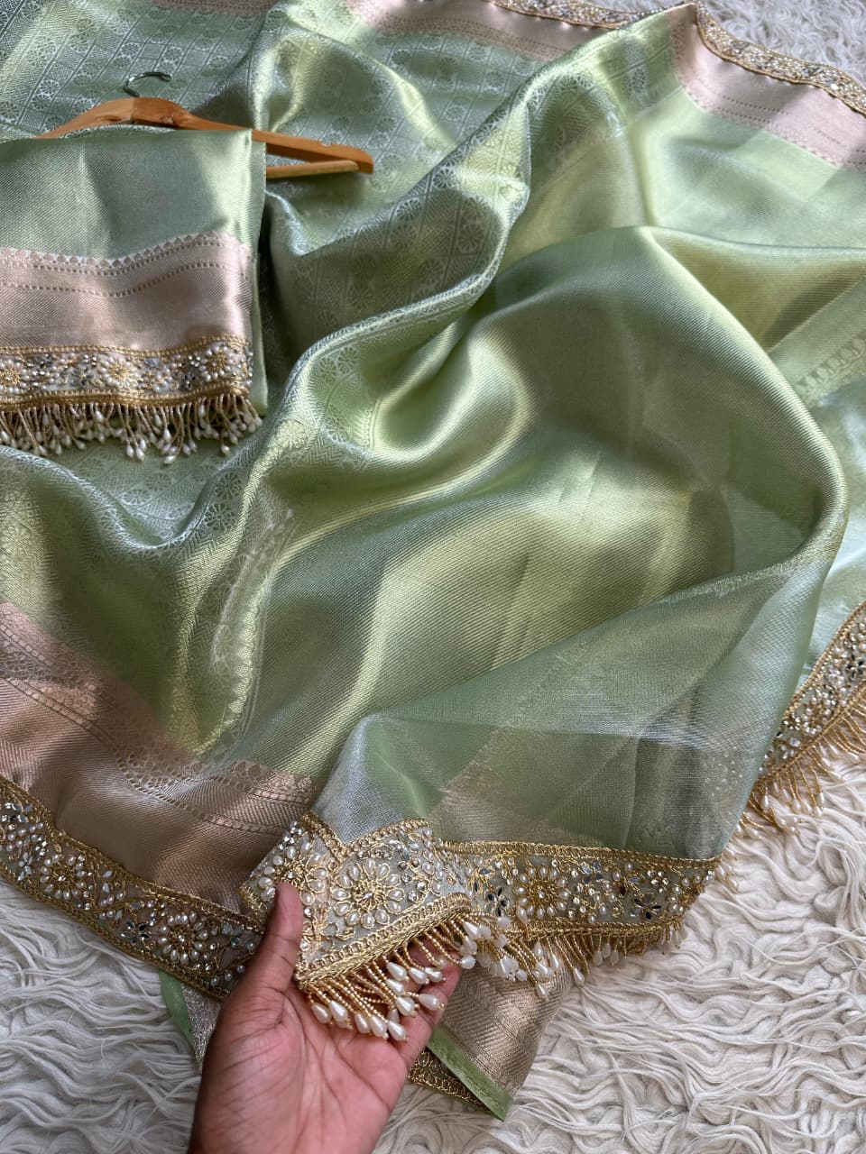 Tissue Silk Saree with Lace Work