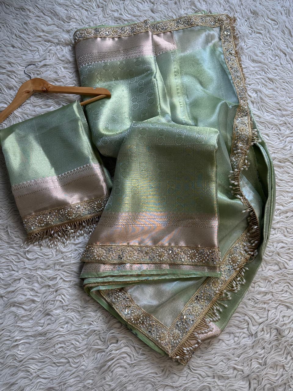 Tissue Silk Saree with Lace Work