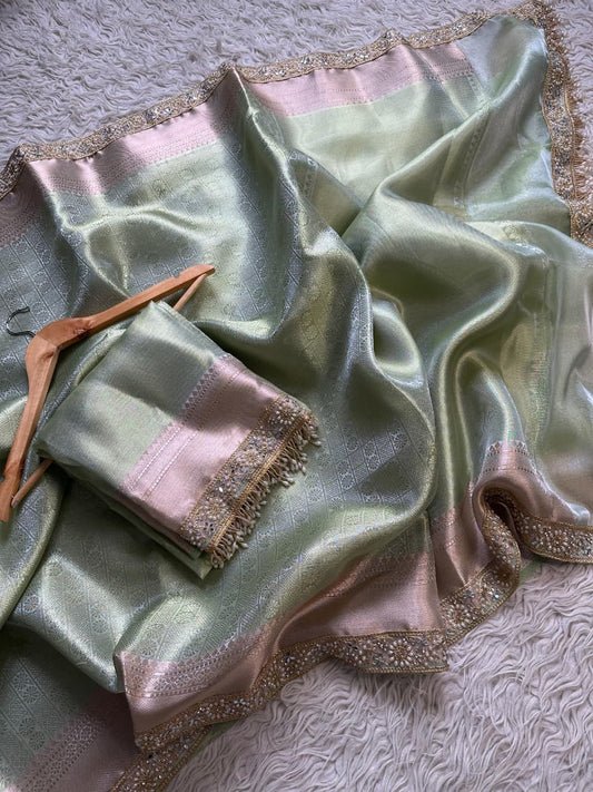 Tissue Silk Saree with Lace Work