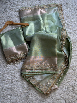 Tissue Silk Saree with Lace Work