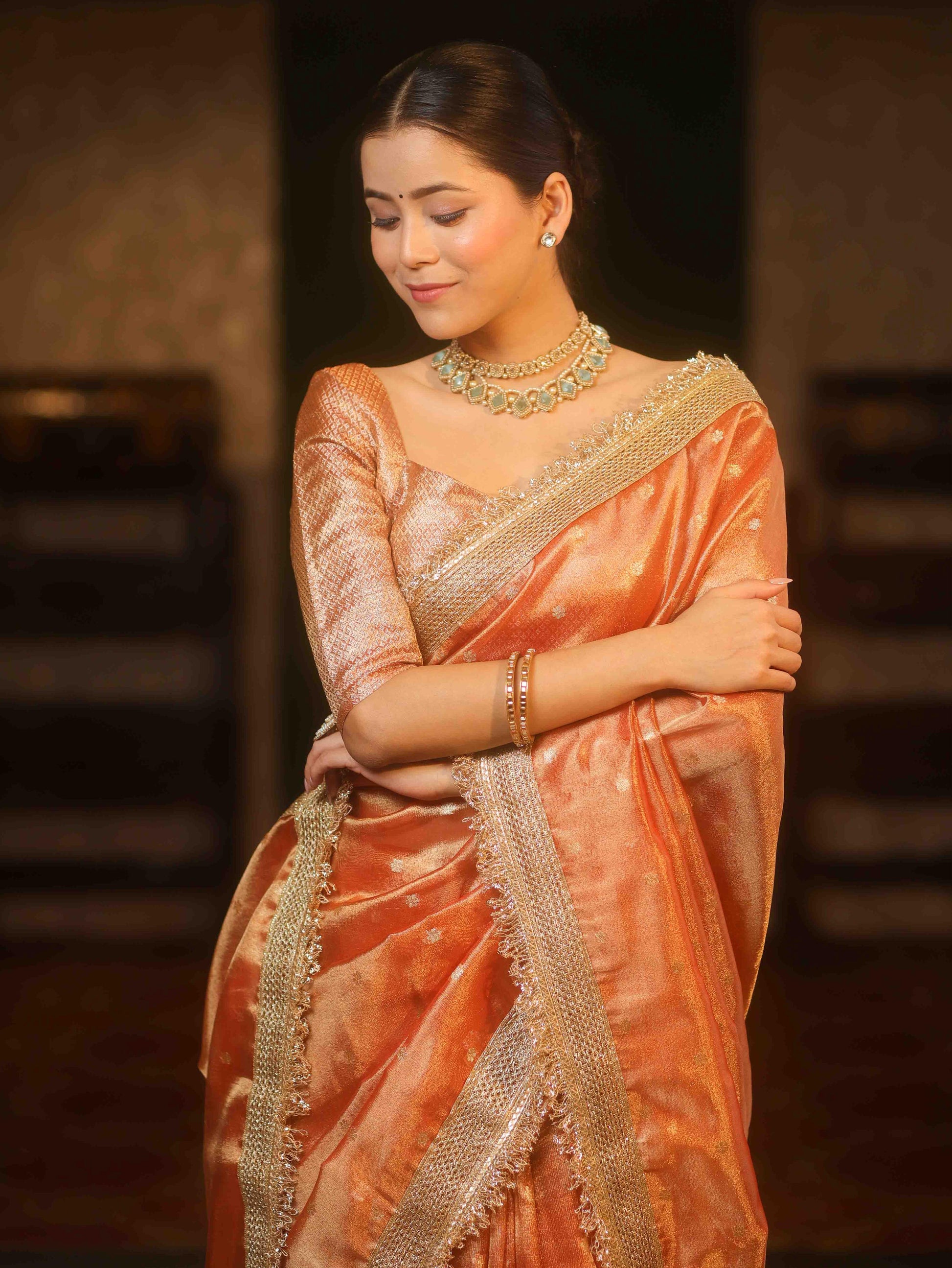 Banarasi Tissue Silk Saree with Lace Work