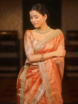 Banarasi Tissue Silk Saree with Lace Work