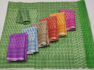Kota Doria Soft Cotton Hand Block Printed Saree