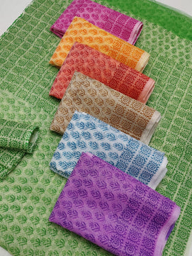 Kota Doria Soft Cotton Hand Block Printed Saree