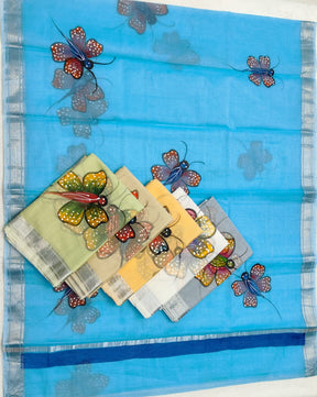 Kota Doria Soft Cotton Hand Painted Saree