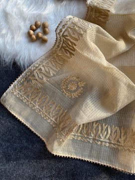 Kota Doria Jugnu Checks Saree With Gotta Patti Work