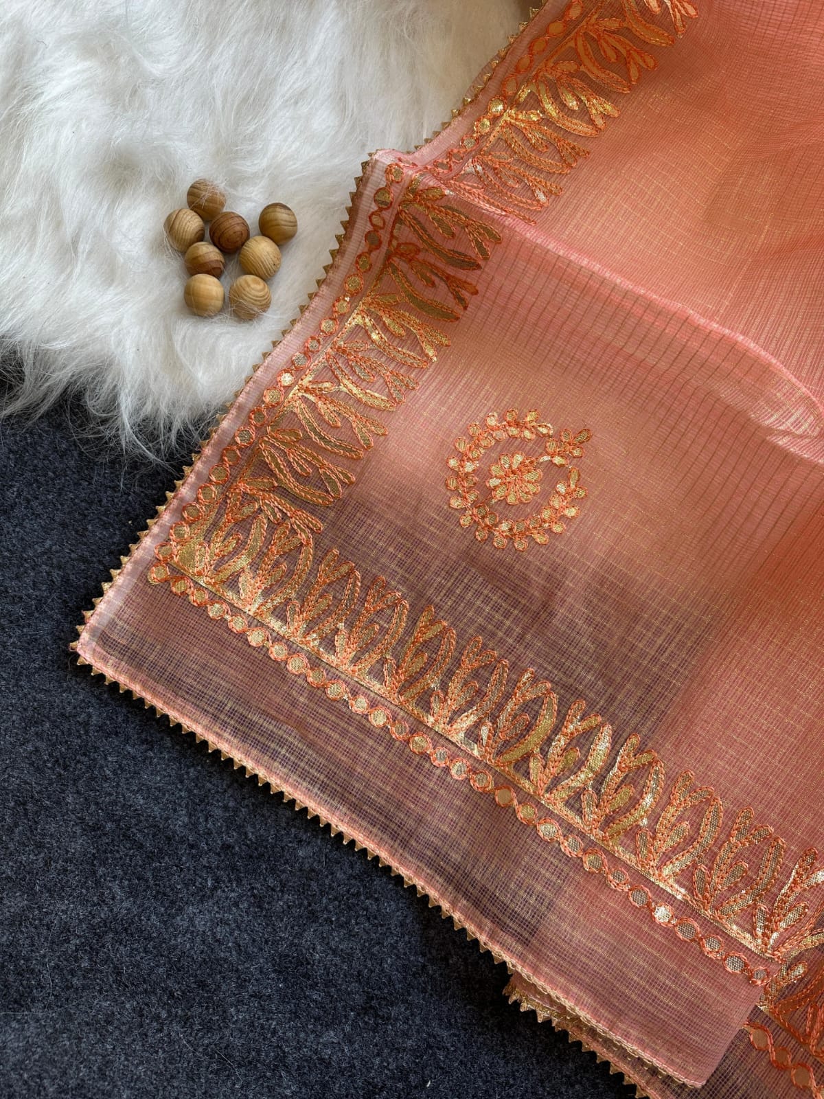 Kota Doria Jugnu Checks Saree With Gotta Patti Work