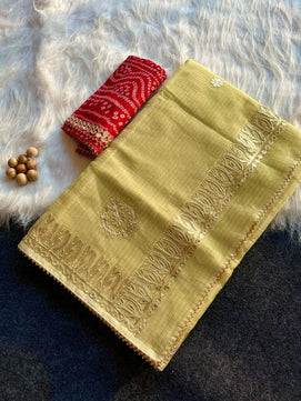 Kota Doria Jugnu Checks Saree With Gotta Patti Work