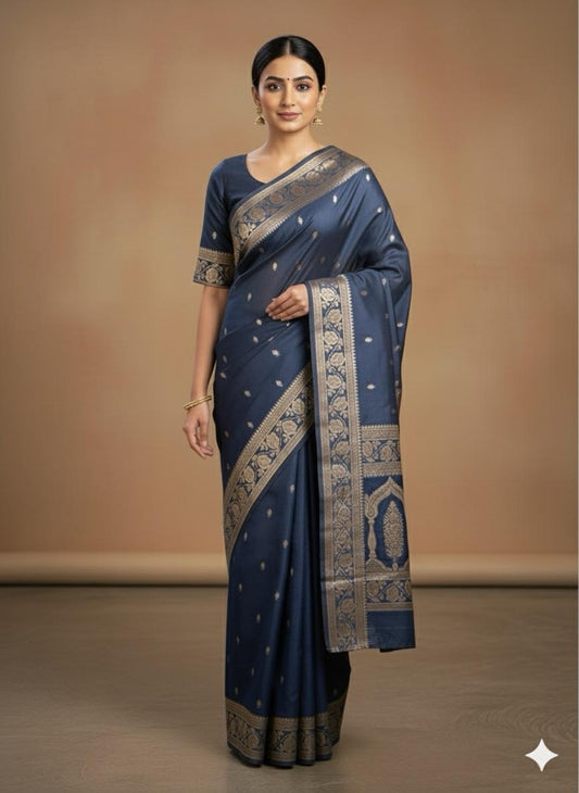 Blue Mashru Silk Saree
