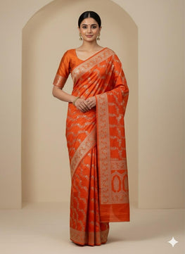 Orange Mashru Silk Saree