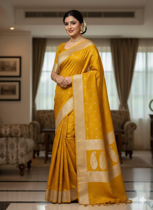 Golden Mashru Silk Saree