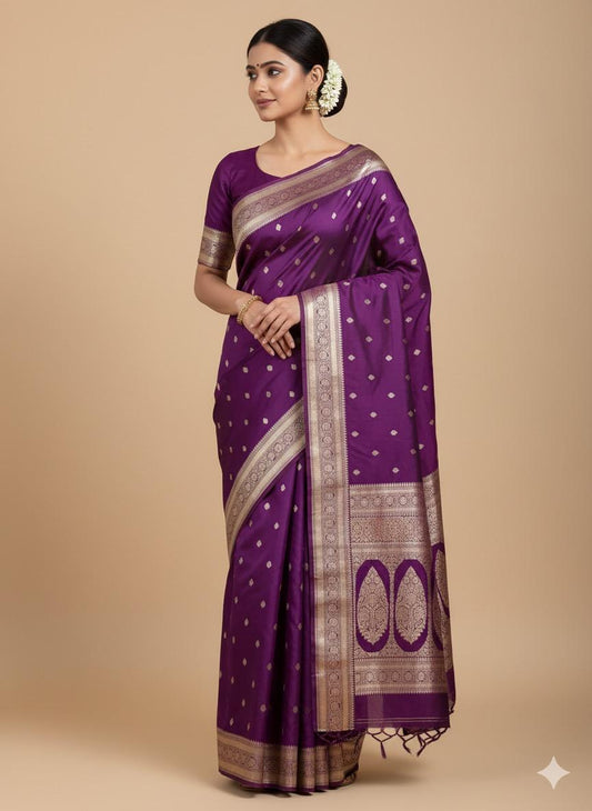 Purple Mashru Silk Saree