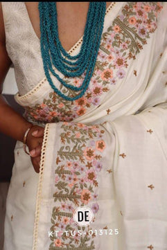 Tussar Munga Silk Embroidery Saree