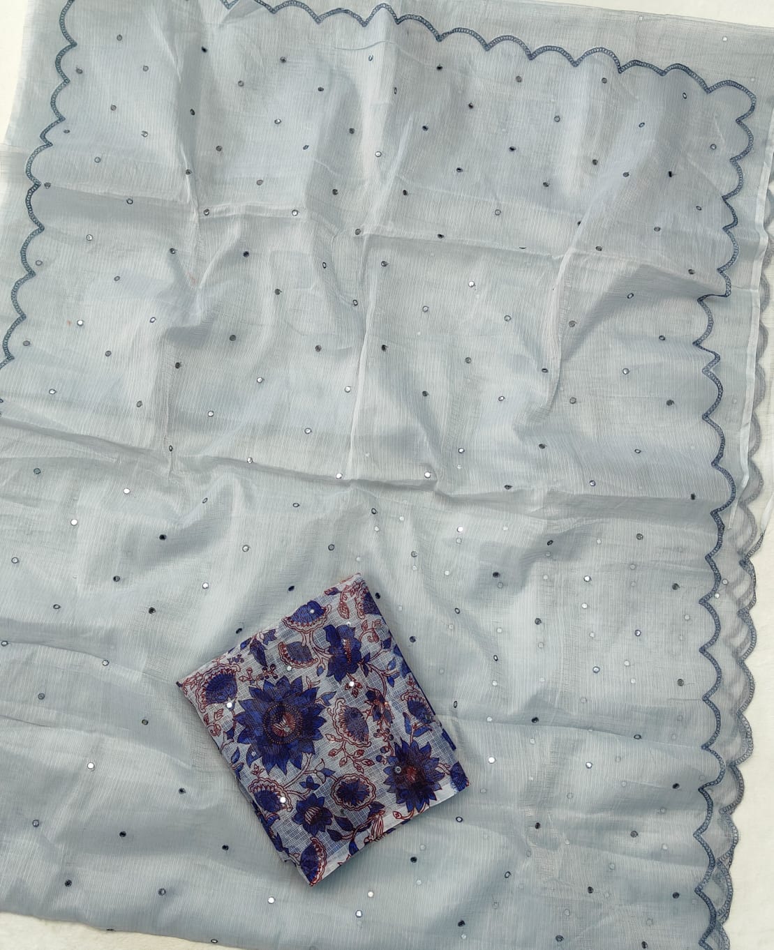 Kota Doria Mirror Work Saree