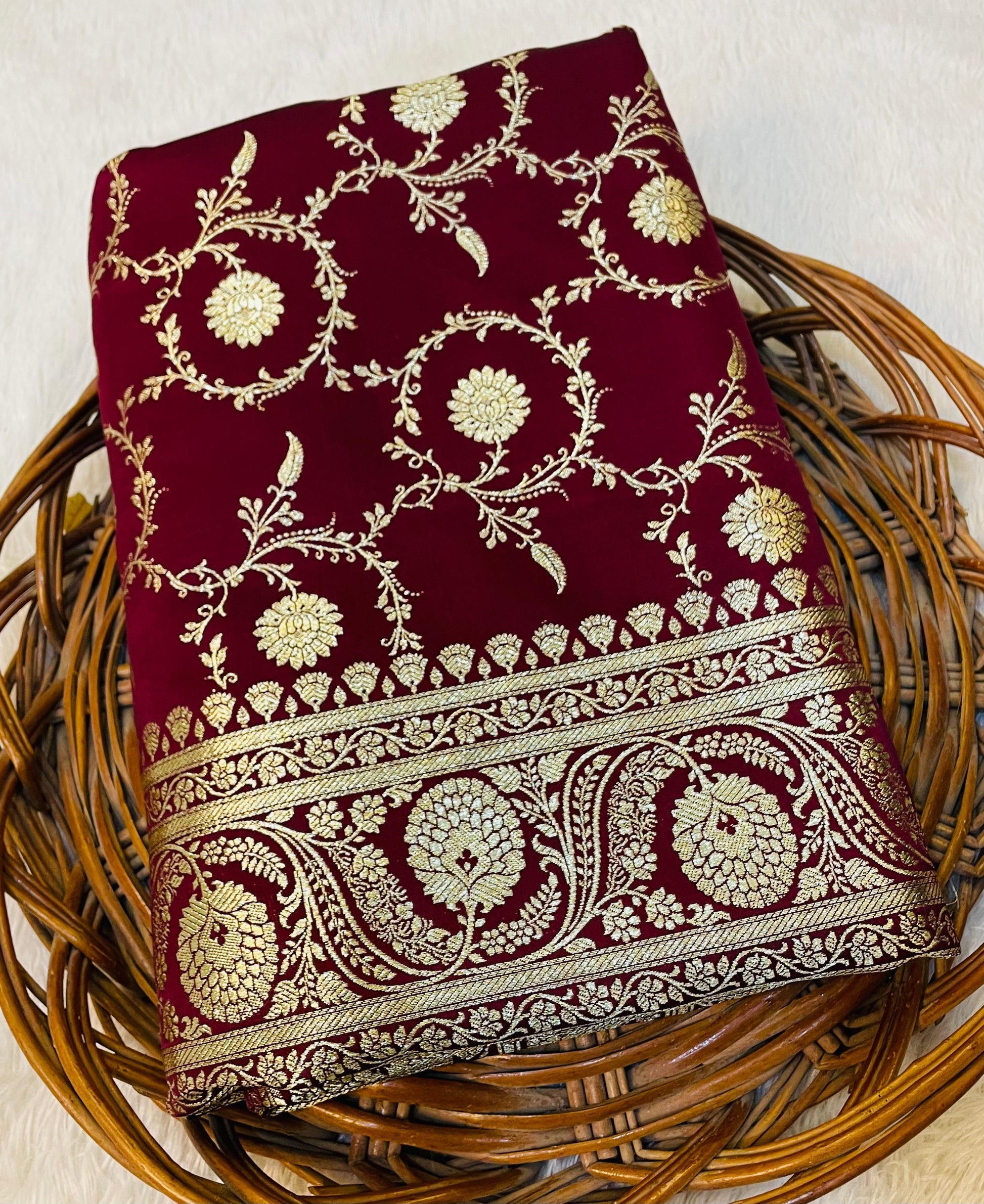 Red Katan Silk Saree