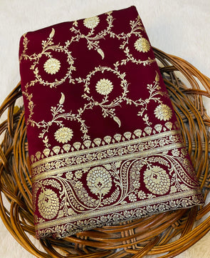 Red Katan Silk Saree