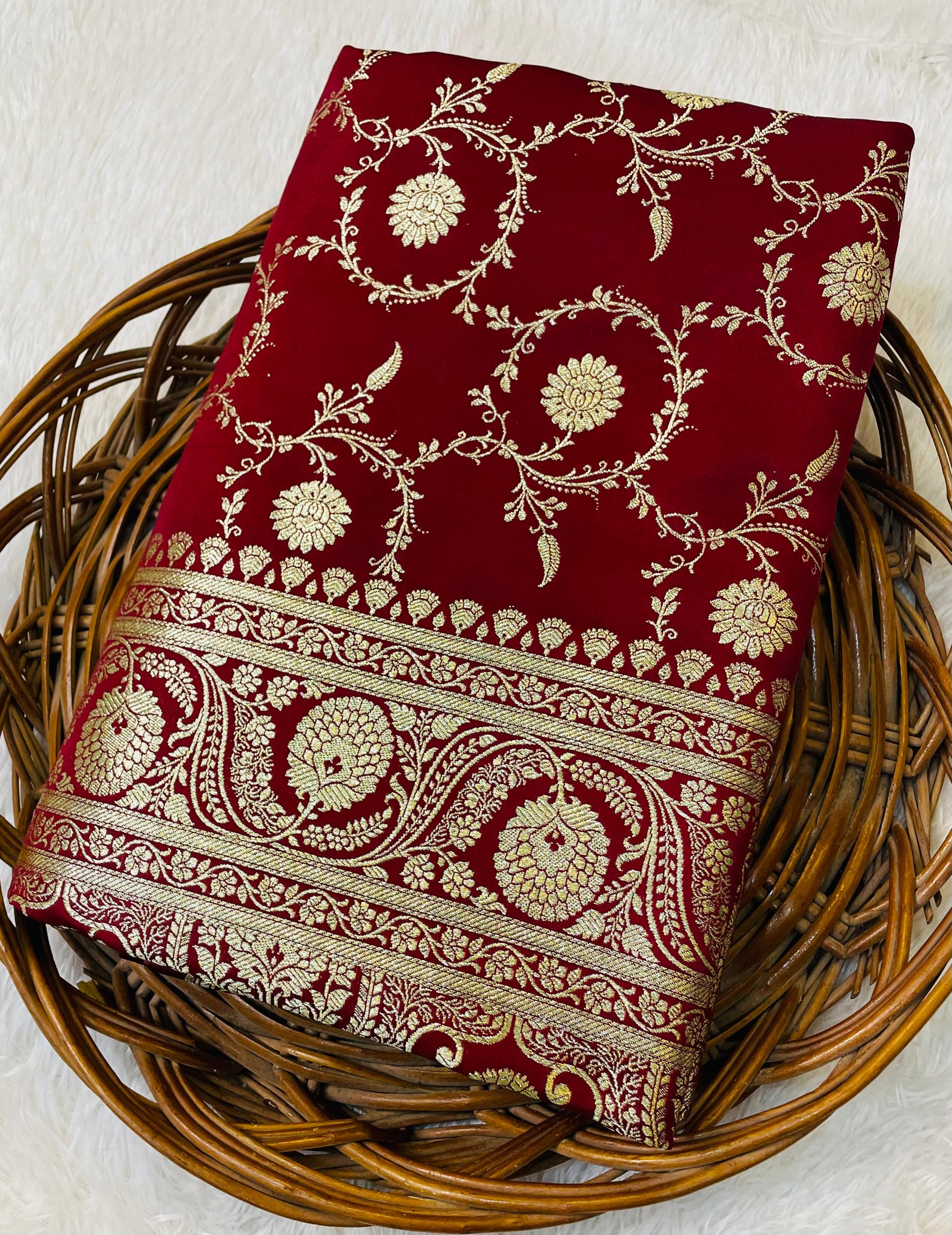 Red Katan Silk Saree