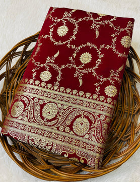 Red Katan Silk Saree