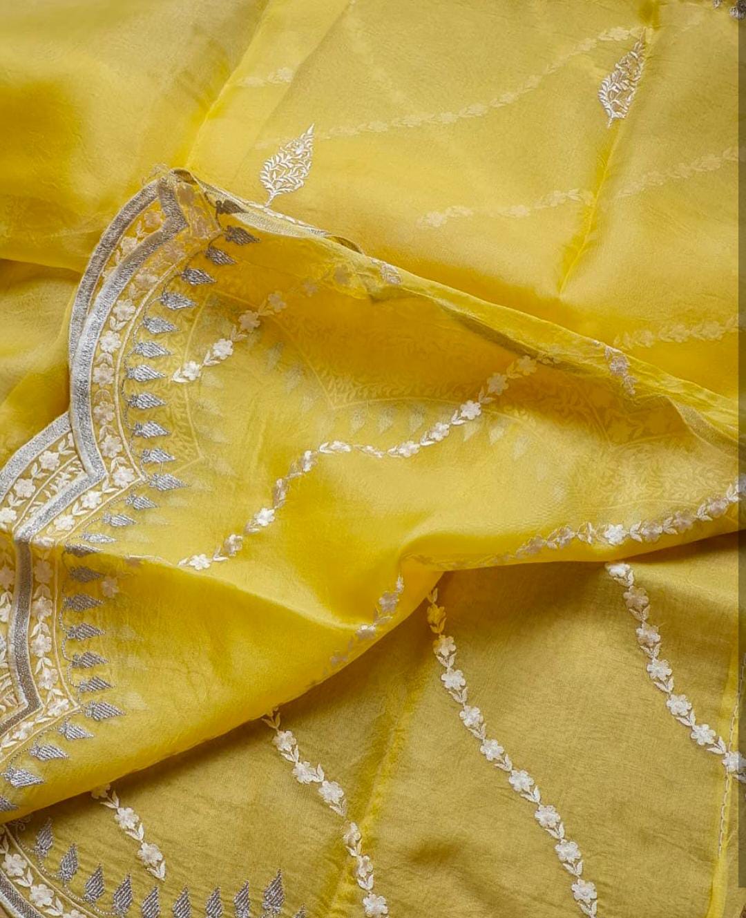 Kora Organza Saree with Beautiful Embroidery Work