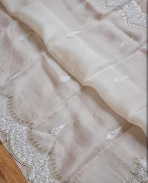 Kora Organza Saree with Beautiful Embroidery Work