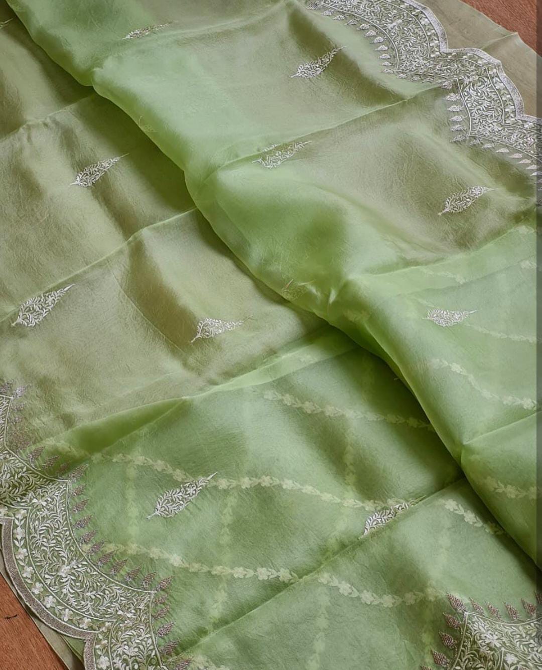 Kora Organza Saree with Beautiful Embroidery Work
