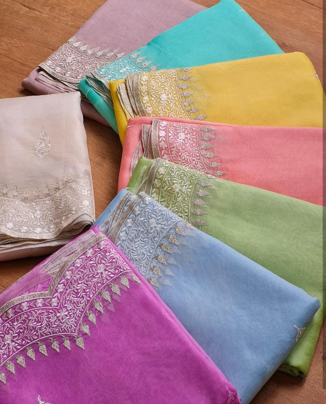 Kora Organza Saree with Beautiful Embroidery Work
