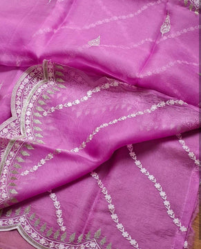 Kora Organza Saree with Beautiful Embroidery Work