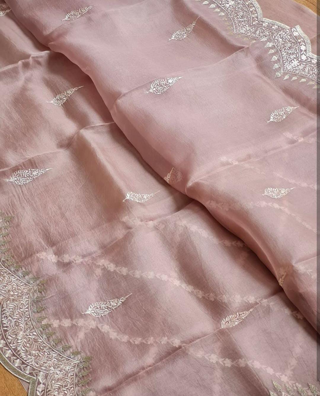 Kora Organza Saree with Beautiful Embroidery Work