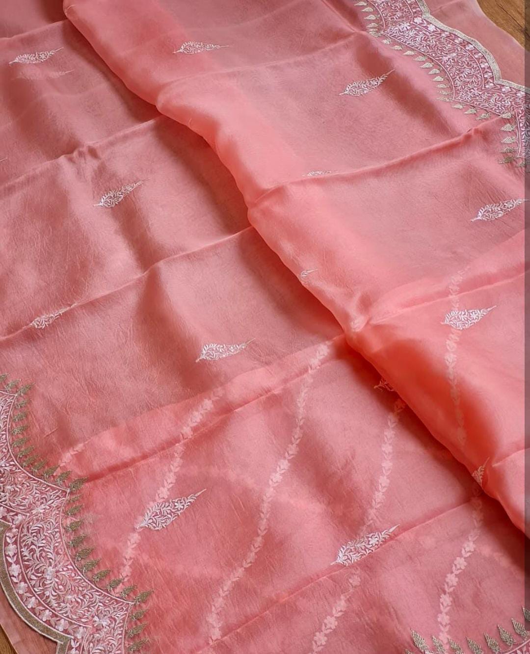 Kora Organza Saree with Beautiful Embroidery Work