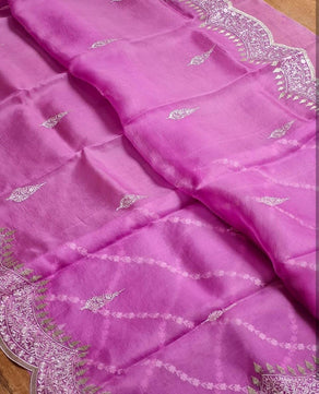 Kora Organza Saree with Beautiful Embroidery Work