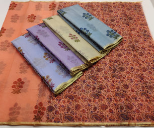 Kota Doria Saree with Hand Block Print