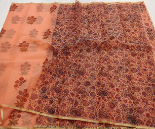 Kota Doria Saree with Hand Block Print