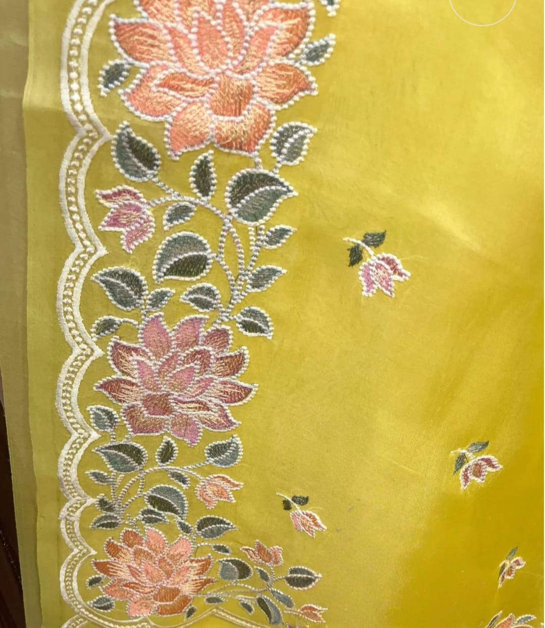 Kora Organza Saree with Embroidery Work