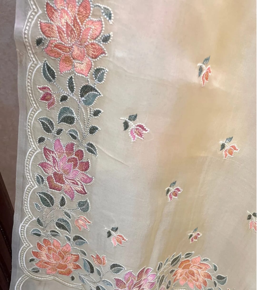Kora Organza Saree with Embroidery Work