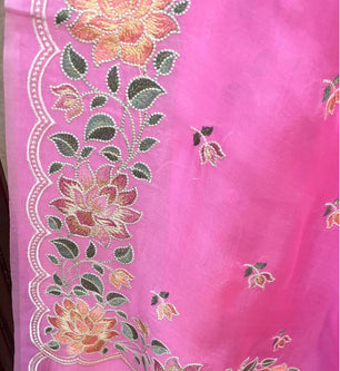 Kora Organza Saree with Embroidery Work