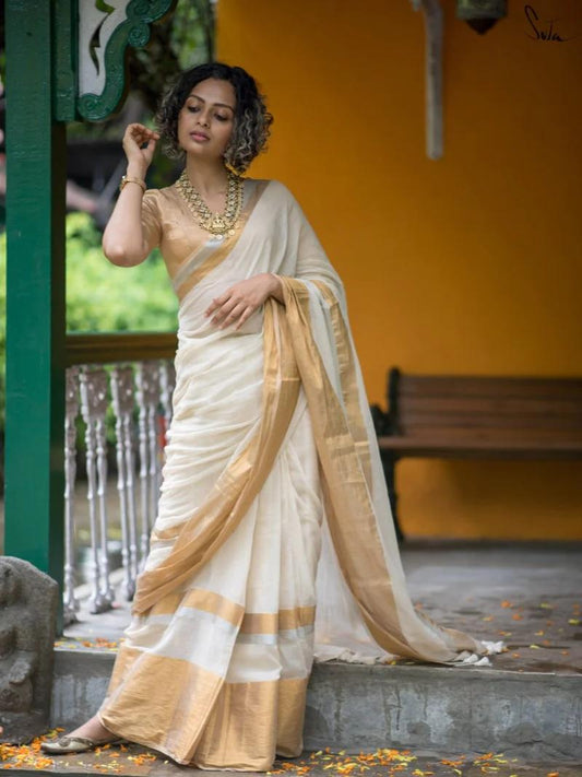 Cotton Saree with Zari Work