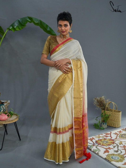 Cotton Saree with Zari Work