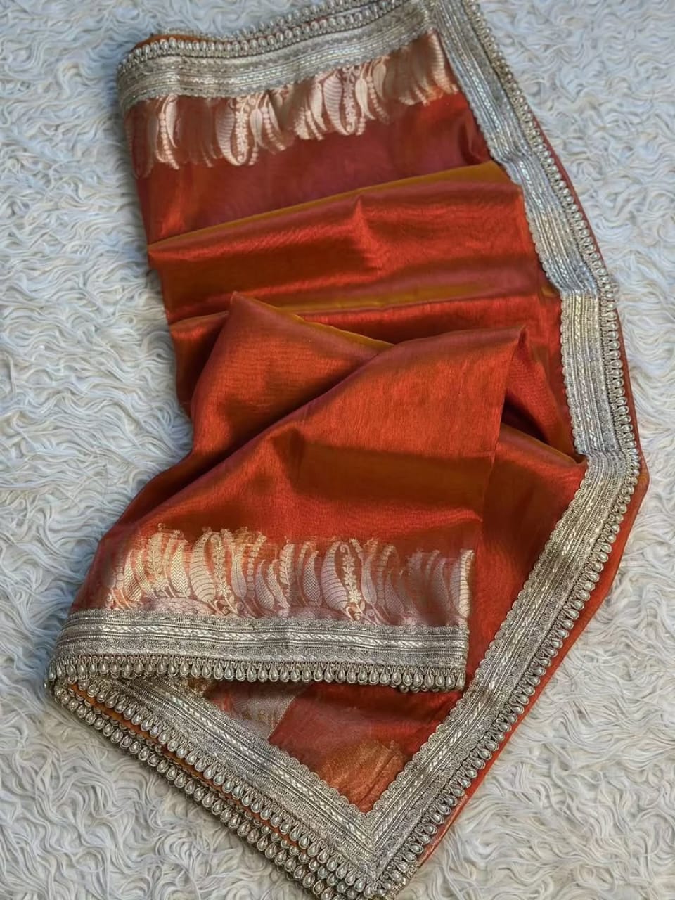 Tissue Silk Saree with Lace Work